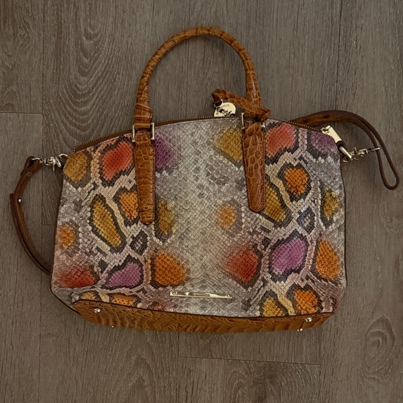 Brahmin Vibrant Snake Print Satchel
